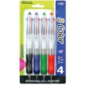 BAZIC Transparent 3-Color Pen w/ Cushion Grip