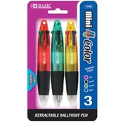 BAZIC Mini 4-Color Pen w/ Cushion Grip (3/Pack)