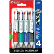 BAZIC Silver Mini 4-Color Pen with Cushion Grip