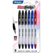 BAZIC Progrip Assorted Color Stick Pen w/ Grip