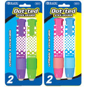 BAZIC Dot.ted - Retractable Stick Erasers (2/Pack)