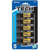BAZIC Black-Tech Premium Plastic Eraser (5/Pack)