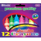 BAZIC 12 Color Premium Quality Jumbo Crayon