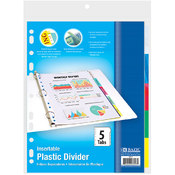 BAZIC 3-Ring Binder Dividers With 5 Tabs