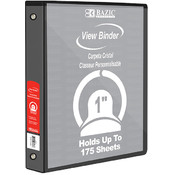 BAZIC 1" Black PVC 3-Ring View Binder