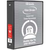 BAZIC 1.5" Black PVC 3-Ring View Binder w/2-Pocket