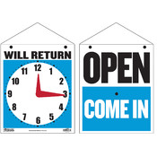 BAZIC 7.5"x9" "WILL RETURN" Clock Sign w/ "OPEN" s