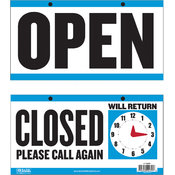 BAZIC 6" X 11.5" "CLOSED" Clock Sign w/ "OPEN" sig