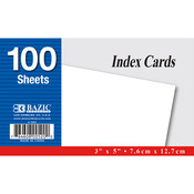 BAZIC 100 Ct. 3" X 5" Unruled White Index Card