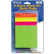 BAZIC 40 Ct. 3" X 3" Neon Stick On Notes