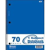 BAZIC Wide Rule 70 Ct. 1-Subject Spiral Notebook