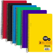 BAZIC C/R 150 Ct. 9.5" X 6" 3-Sub Spiral Notebook