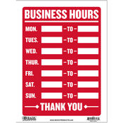 9" X 12" Business Hours Sign