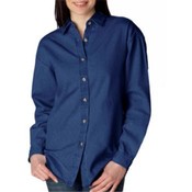 UltraClub Ladies' Long-Sleeve Cypress Denim