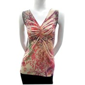 Women's Plus Size Sleeveless Shirred Top