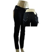 Womens Skinny Black Twill Pants