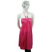 Women's Plus Size Pink Halter Tie Neck Dress