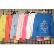Ladies Plus Size Long Sleeves Printed Stretch Tee
