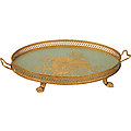 Metal Tray With Feet And Handles Coastal Surf