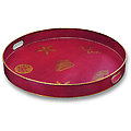 Red Ottoman Tray Coral Reef Metal