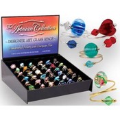 Handcrafted Art Glass Multi-Color Adjustable Ring