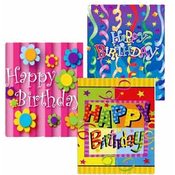 Large Birthday Gift Bags-3Assorted Styles