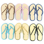 Bamboo Flip Flops with Flower Patterns