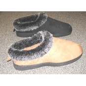 Mens Faux Suede Fir Trim Slippers