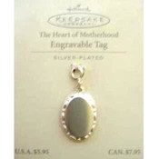 Hallmark Silver Plated Engraveable Tag/Charm