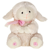 9" Sitting Lamb W/Rose Applique On Feet