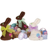 8.5" 3 Asst.Chocolate Plush Bunnies