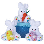 5" 3 Asst. White Bunnies w/carrot, chick, or duck