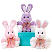 7" 3 Assorted Sitting Cute Bunnies - Pink,