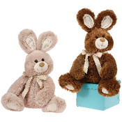 11" 2 Assorted Sitting Bunnies- Beige and Brown
