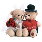 8" Bride and Groom Bears With Sound