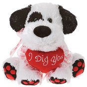 13" Sitting Dog With Embroidered Heart