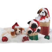 7.5" 3 Assorted Lying Dogs With Christmas Hat