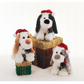 8.5" 3 Assorted Sitting Dogs With Santa Hats