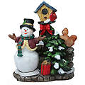 Polyresin Snowman with Birdhouse