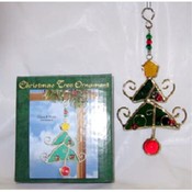 Christmas Tree Glass and Metal Ornament