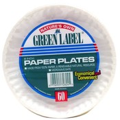 Green Label White Paper Plate 6"