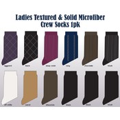 Ladies 1 Pk Solid Color Microfiber Crew Socks