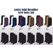 Ladies Solid Microfiber Crew Socks 3Pack