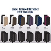 Ladies 3 Pack Microfiber Textured Crew Socks