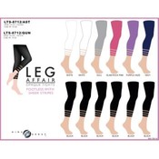 Ladies Opaque Footless Tights With Sheer Stripes