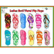 Ladies Surf / Floral Flip Flops