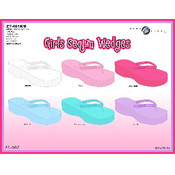 Girls Sequin Wedge Thong Flip Flops