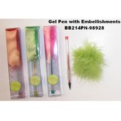 Assorted Colored Gel Pens with Fuzzy Embellishment