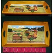 Decorative Wooden Rooster Serving Tray