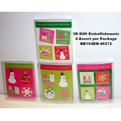 Assorted 4-Pack 3D Gift Embellishment Stickers